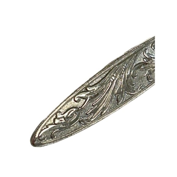 Silvertone Victorian Style Swirl Brooch Textured 2.25" - Picture 6 of 6